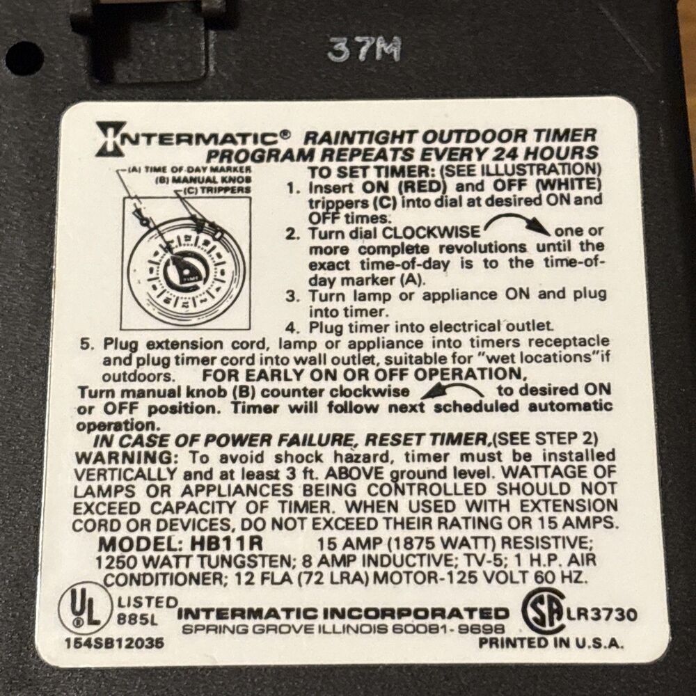 Intermatic HB11R Raintight Outdoor Program Timer TESTED - Picture 10 of 10